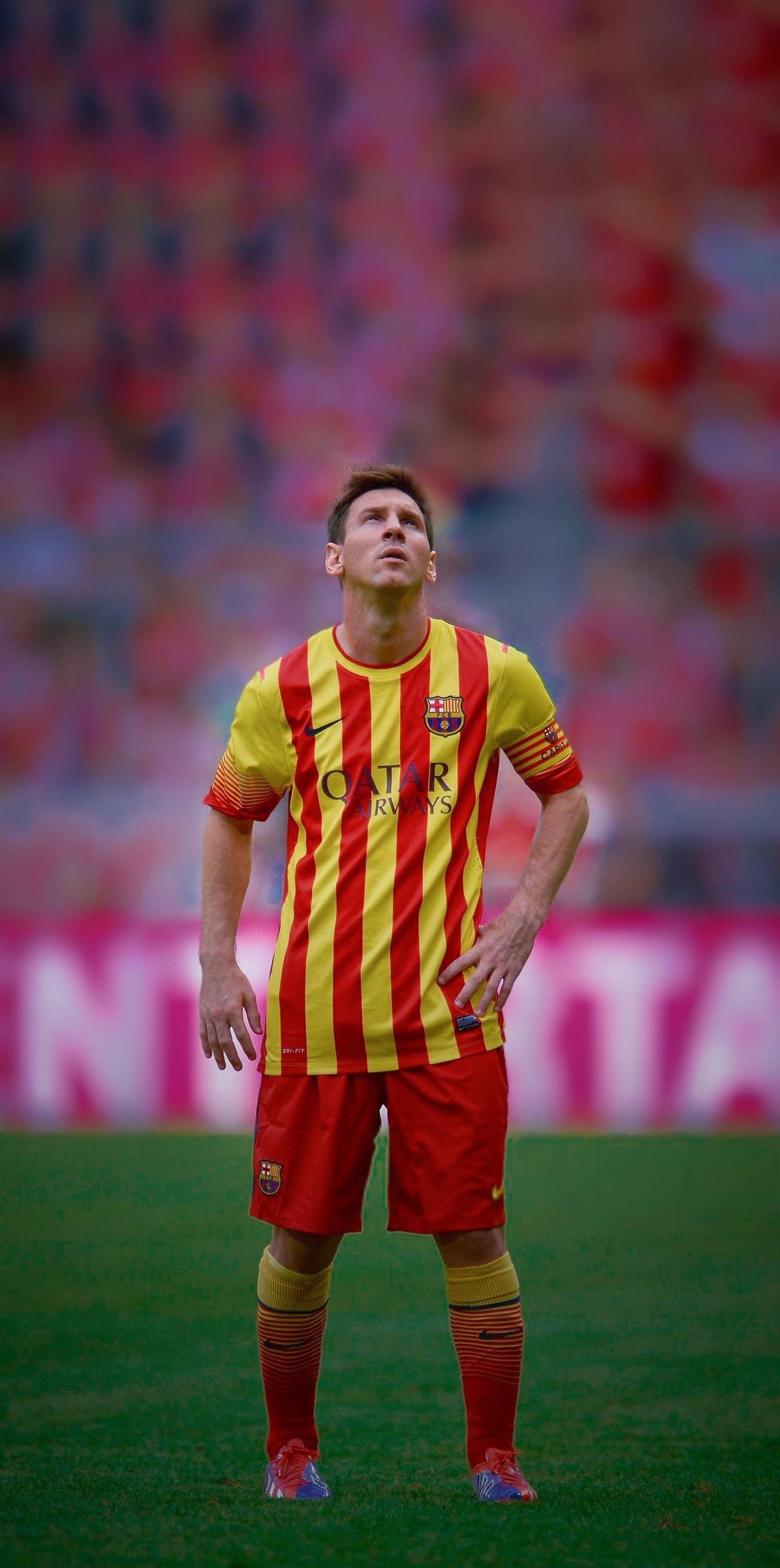 Messi Pointing To The Sky Wallpaper