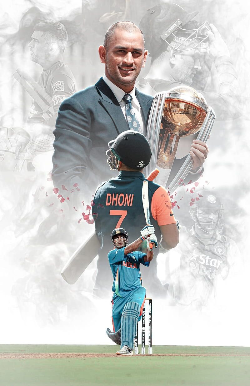 MS Dhoni 7 Number Wallpaper