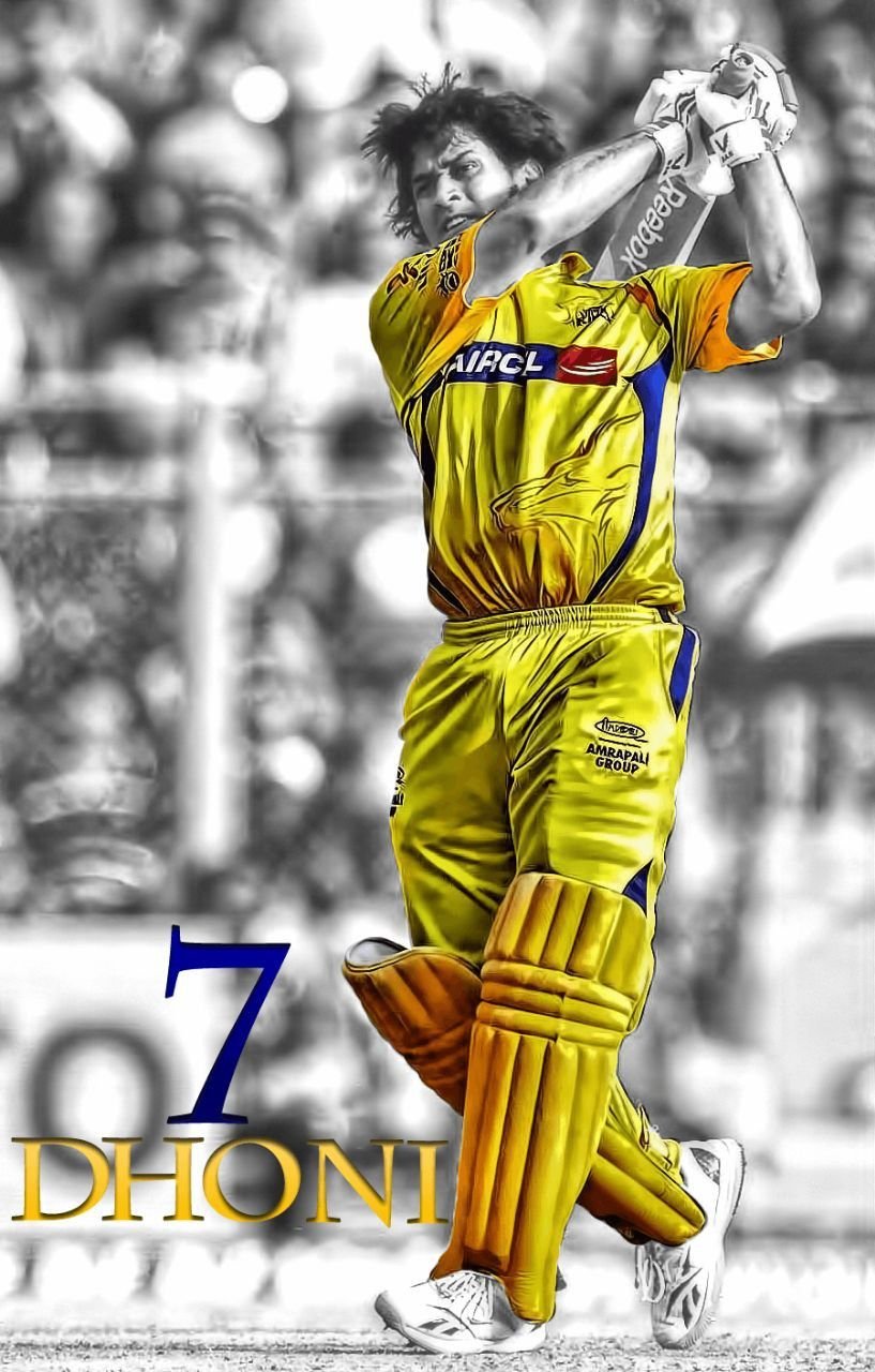 MS Dhoni Full HD Mobile Size Wallpaper In CSK Jersey
