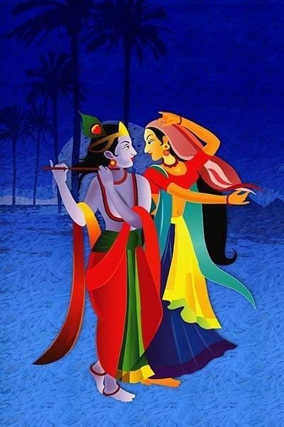 Radha Krishna Painting Portrate Images Couple