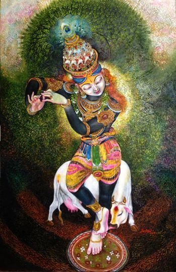 White Cow Images Used In Krishna Radha Background